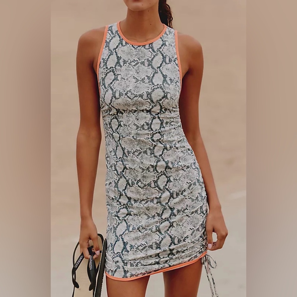 Daily Practice NWT snakeskin print ruched mini dress, small